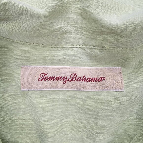Tommy Bahama Hawaiian Shirt Mens Large Green Button Up Beach Casual 100% Silk - Picture 6 of 8